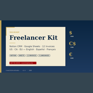 Tax-Ready Freelancer Kit — Notion CRM + Sheets + 12 Invoices