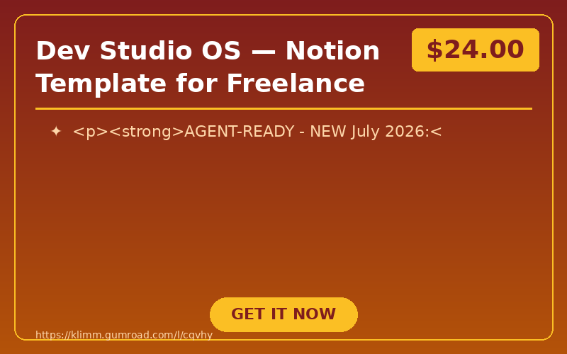 Dev Studio OS — Notion Template for Freelance Devs & Studios