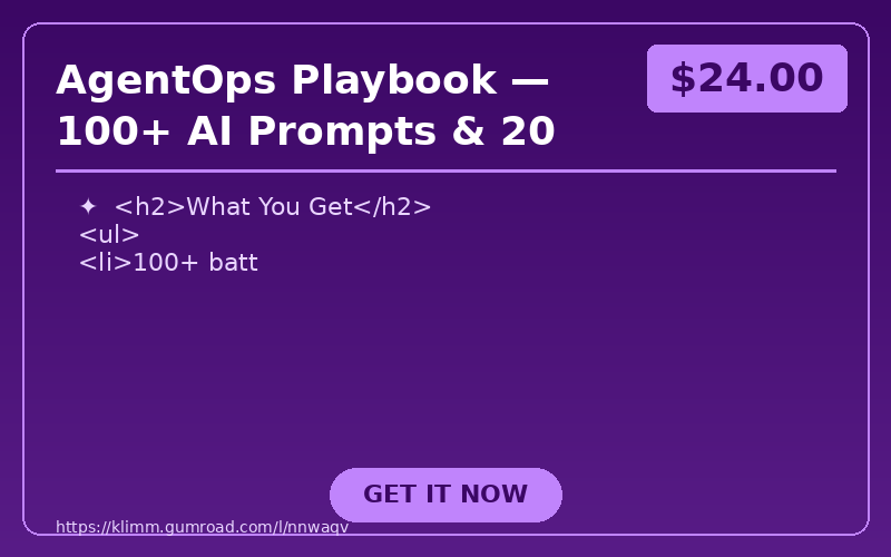AgentOps Playbook — 100+ AI Prompts & 20 Workflows