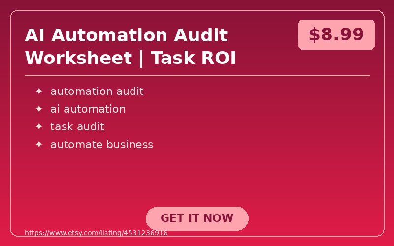 AI Automation Audit Worksheet | Task ROI Calculator Printable
