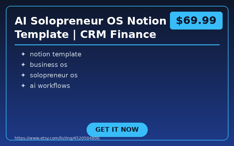 AI Solopreneur OS Notion Template | CRM Finance Content Tracker