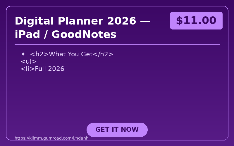 Digital Planner 2026 — iPad / GoodNotes