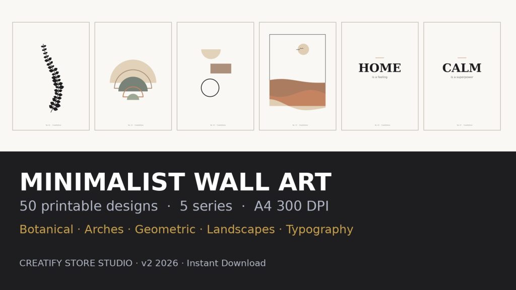 Minimalist Wall Art Bundle | 50 Printable Designs