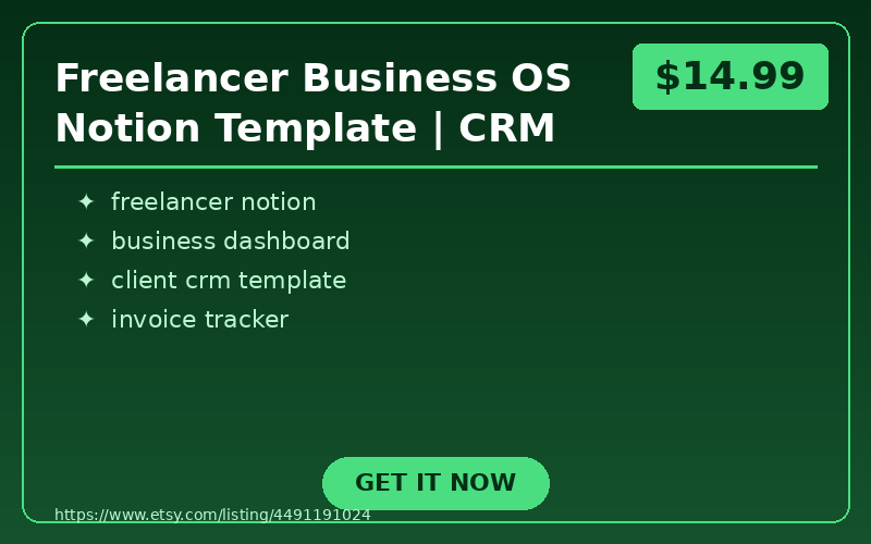Freelancer Business OS Notion Template | CRM Invoices Projects
