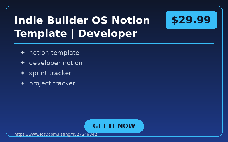 Indie Builder OS Notion Template | Developer Projects Client CRM