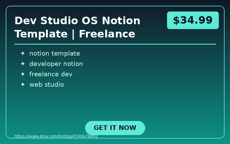Dev Studio OS Notion Template | Freelance Developer CRM Projects