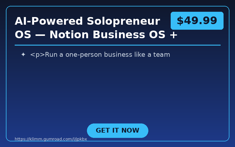 AI-Powered Solopreneur OS — Notion Business OS + 100 AI Prompts & Automations