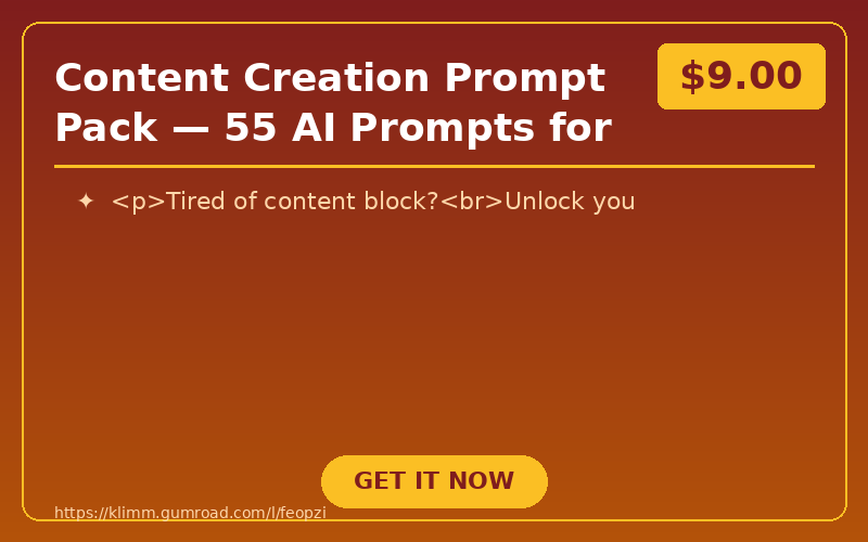 Content Creation Prompt Pack — 55 AI Prompts for Social Media (26 pages)