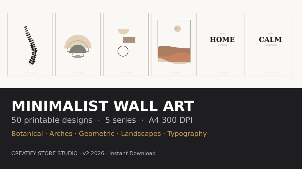 Minimalist Wall Art Bundle | 50 Printable Designs