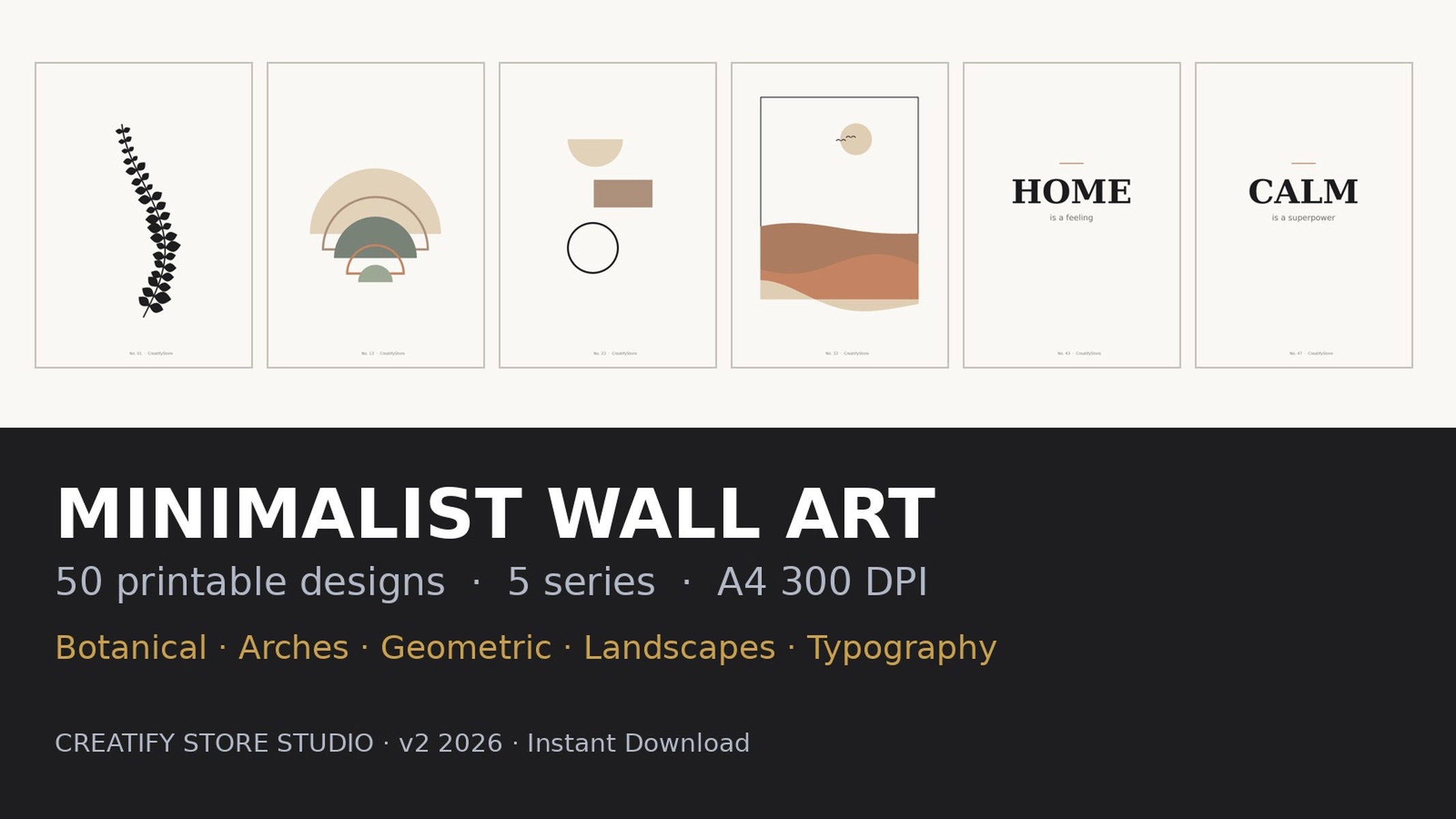 Minimalist Wall Art Bundle | 50 Printable Designs