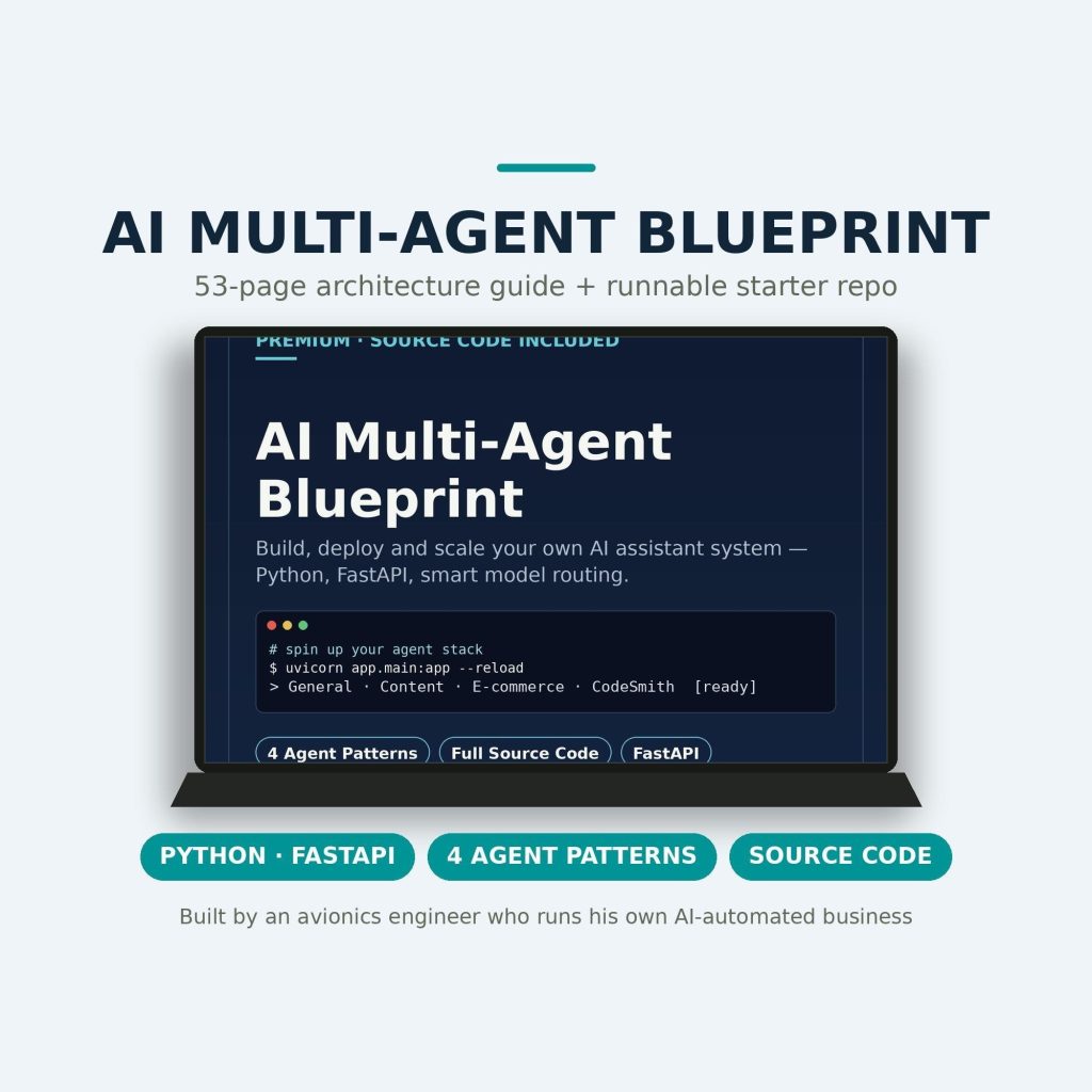 AI Multi-Agent Automation Blueprint cover: 53-page guide and Python starter code bundle