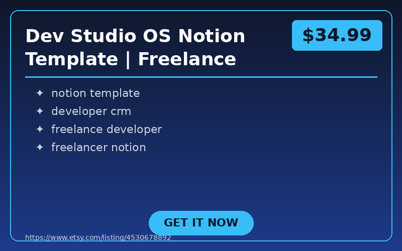 Dev Studio OS Notion Template | Freelance Developer CRM, Project & Invoice Tracker