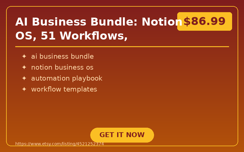 AI Business Bundle: Notion OS, 51 Workflows, Multi-Agent Blueprint and Fillable Audit