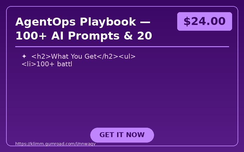 AgentOps Playbook — 100+ AI Prompts & 20 Workflows