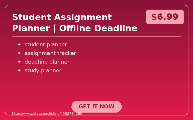 Student Assignment Planner | Offline Deadline Tracker with Workload Planning | Desktop Browser App
