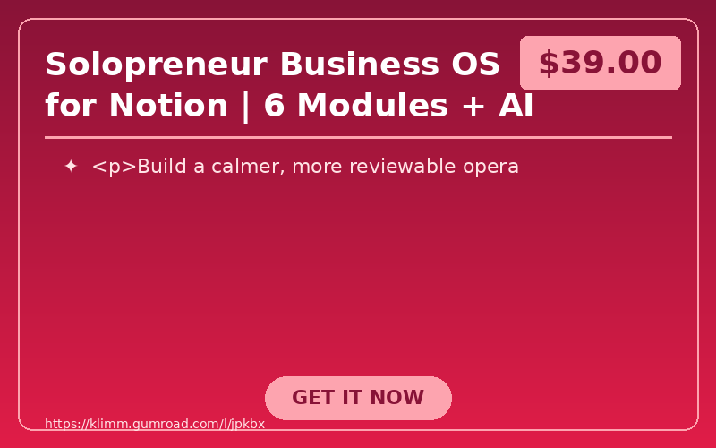Solopreneur Business OS for Notion | 6 Modules + AI Task Briefs