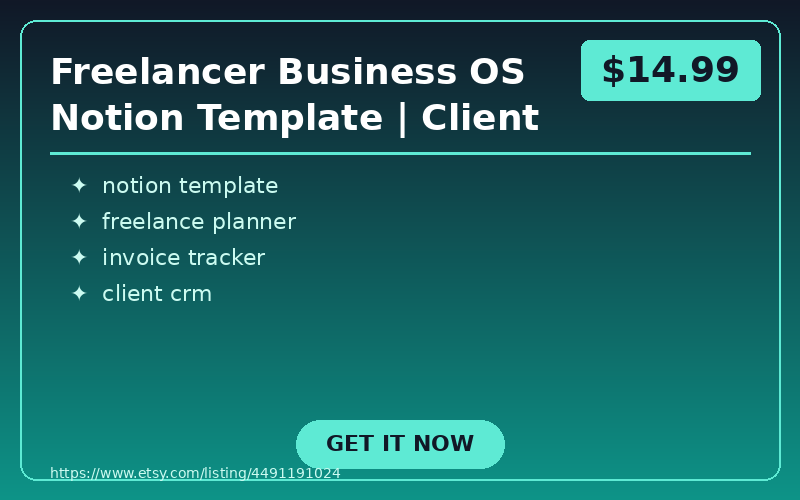 Freelancer Business OS Notion Template | Client CRM, Invoices & Project Tracker