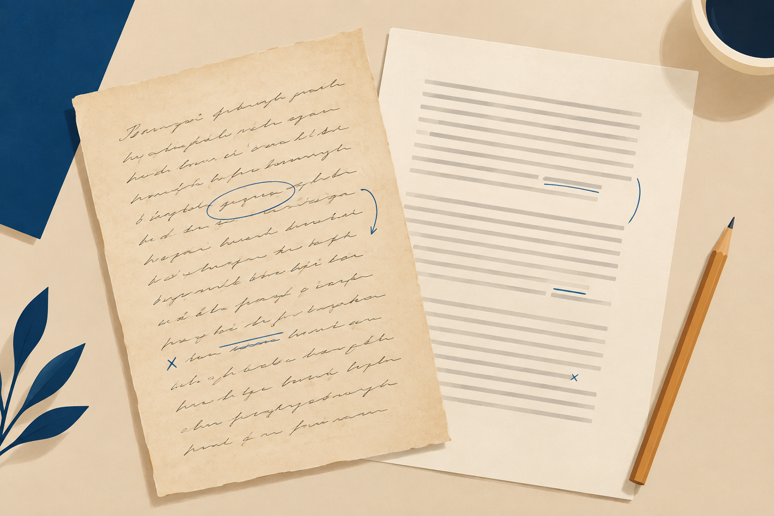 Human Voice Editing Pass (one article, with scorecard) — illustration